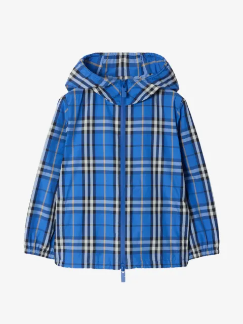 Burberry Kids Check nylon hooded jacket