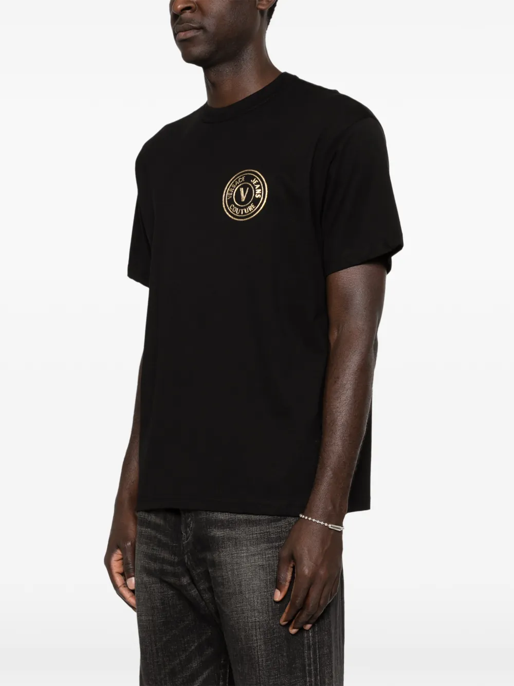 Versace Jeans Couture T-shirt met logodetail Zwart