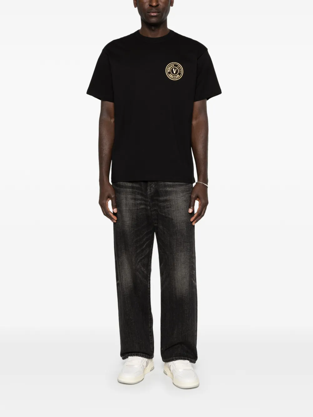 Versace Jeans Couture T-shirt met logodetail Zwart