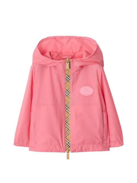 Burberry Kids Checker-tape nylon hooded jacket