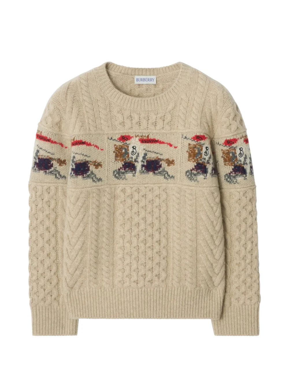Burberry Kids EKD Aran knit wool cashmere sweater - Neutrals
