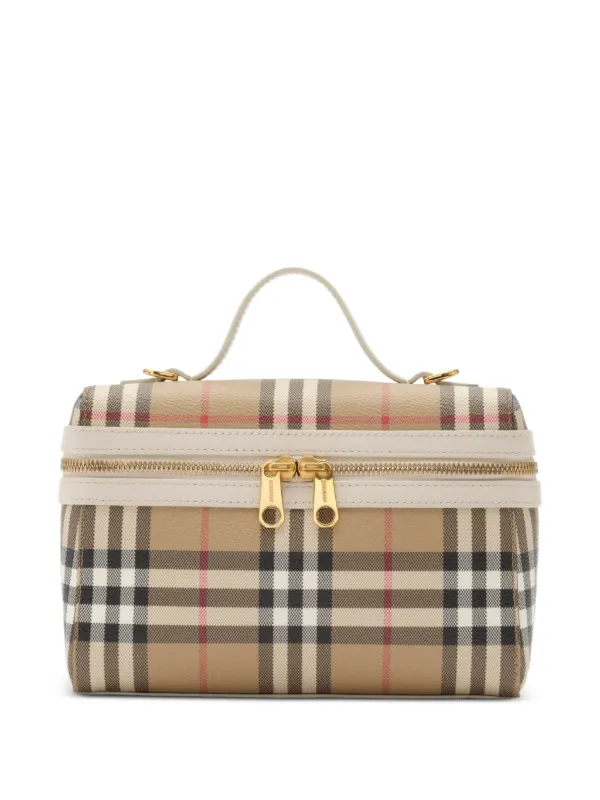 Burberry チェック柄 バニティバッグ【美品】 Burberry チェック バニティバッグ | ニュートラル | FARFETCH JP
