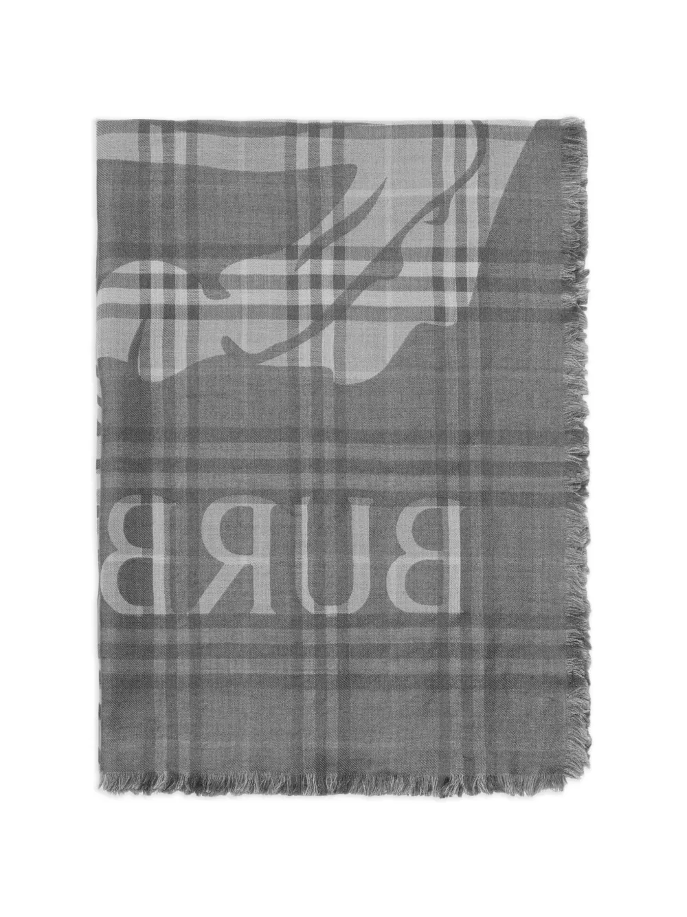 Burberry wide EKD Check wool silk scarf - Grigio