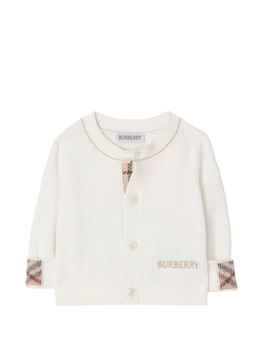 Burberry Kids logo cotton cardigan - Bianco