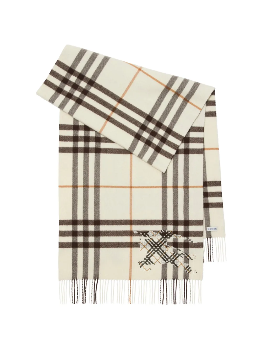 Burberry wide cross stitch EKD Check cashmere scarf - Toni neutri