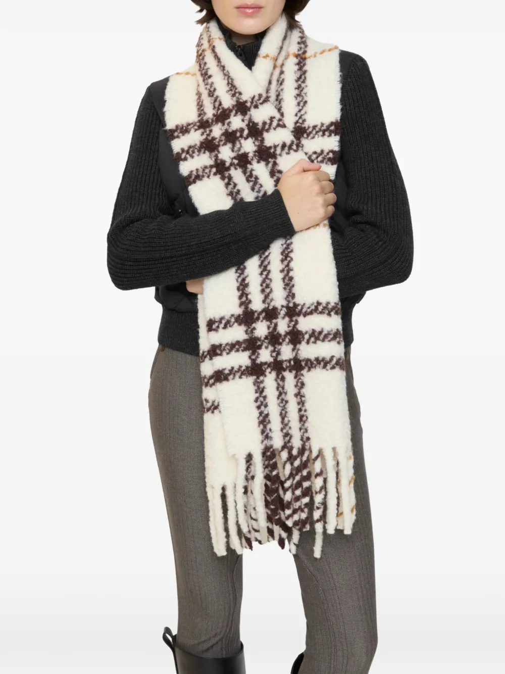 Burberry Geruite bouclé sjaal van alpacawolblend Beige