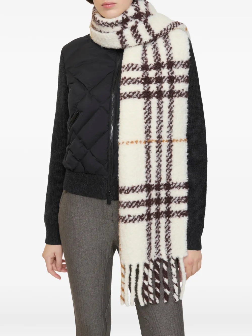  Burberry Check Alpaca Wool Blend Bouclé Scarf - Neutrals 