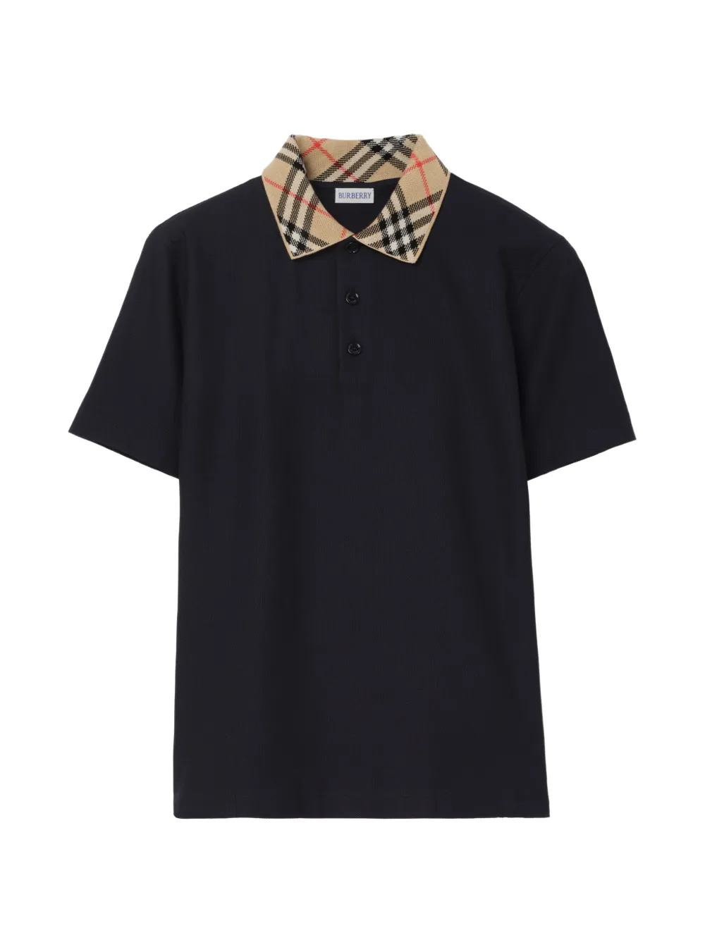 Burberry Check collar cotton polo shirt - Blu