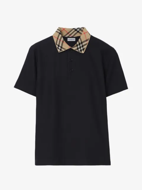 Burberry Check collar cotton polo shirt