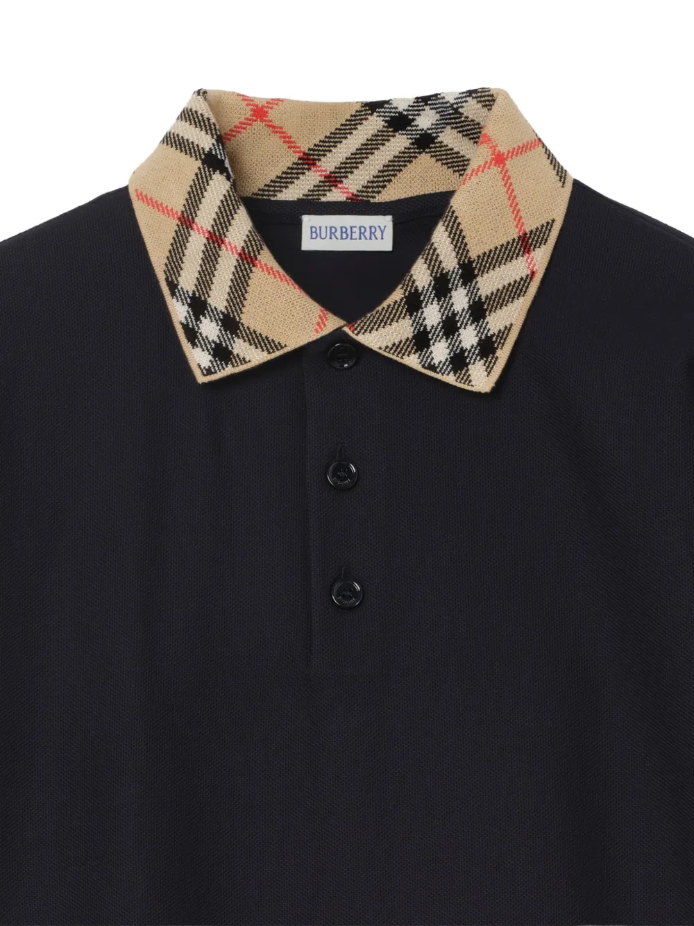 Burberry Katoenen poloshirt met geruite kraag Blauw
