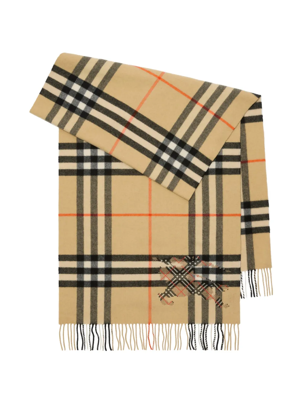 Burberry wide cross stitch EKD Check cashmere scarf - Toni neutri