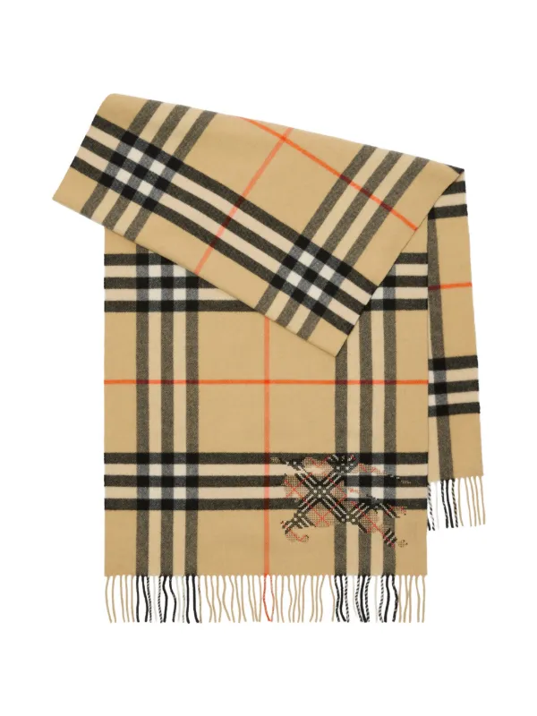 Burberry Check Equestrian Knight Design Scarf in Neutrals