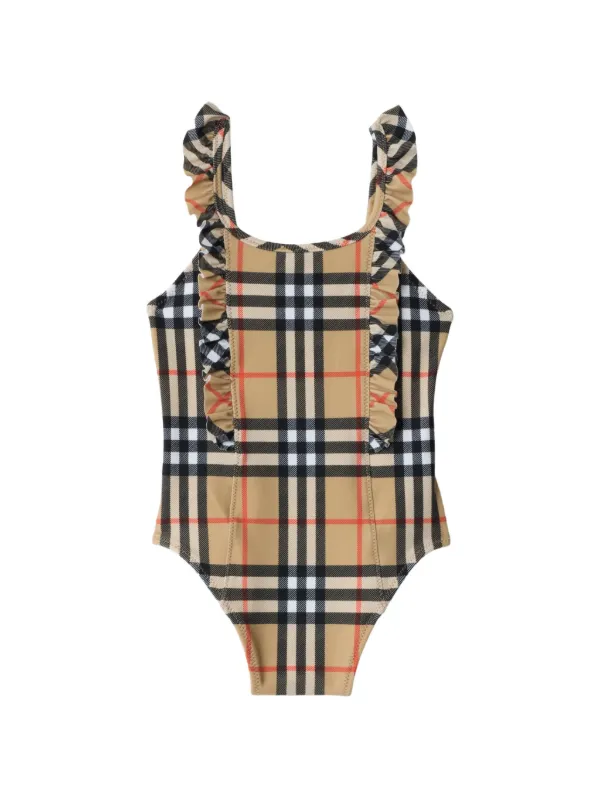 Burberry Kids ラッフルトリム ワンピース水着 | ニュートラル 