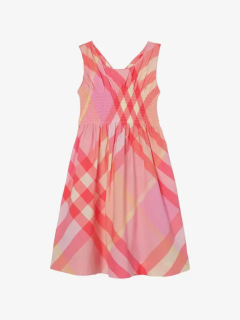 Burberry Kids vestido de algodón a cuadros
