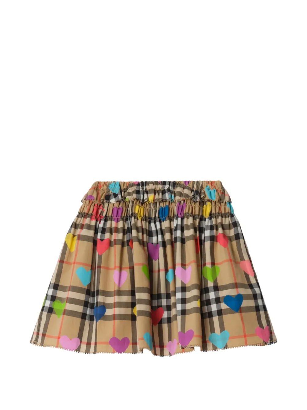  Burberry Kids Heart Check Cotton Skirt - Neutrals 