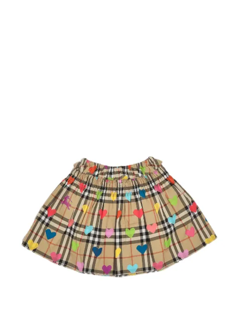 Burberry Kids Heart Check cotton skirt