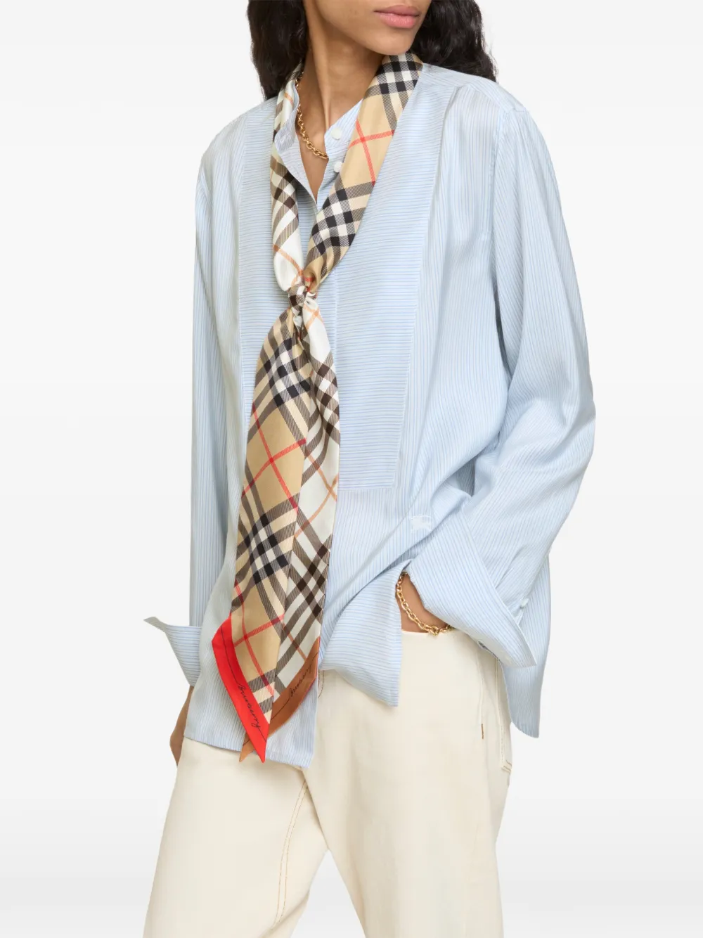 Burberry Geruite zijden sjaal Beige