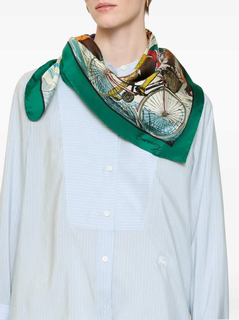 Burberry Raining Cats and Dogs zijden sjaal Groen