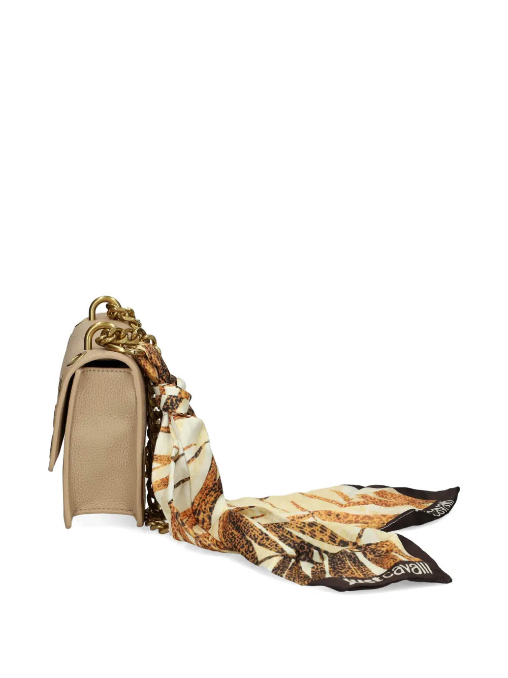 Just Cavalli Schoudertas met kettingband Beige