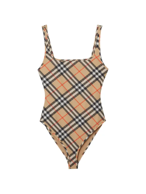 Burberry チェック ワンピース水着 | ニュートラル | FARFETCH JP