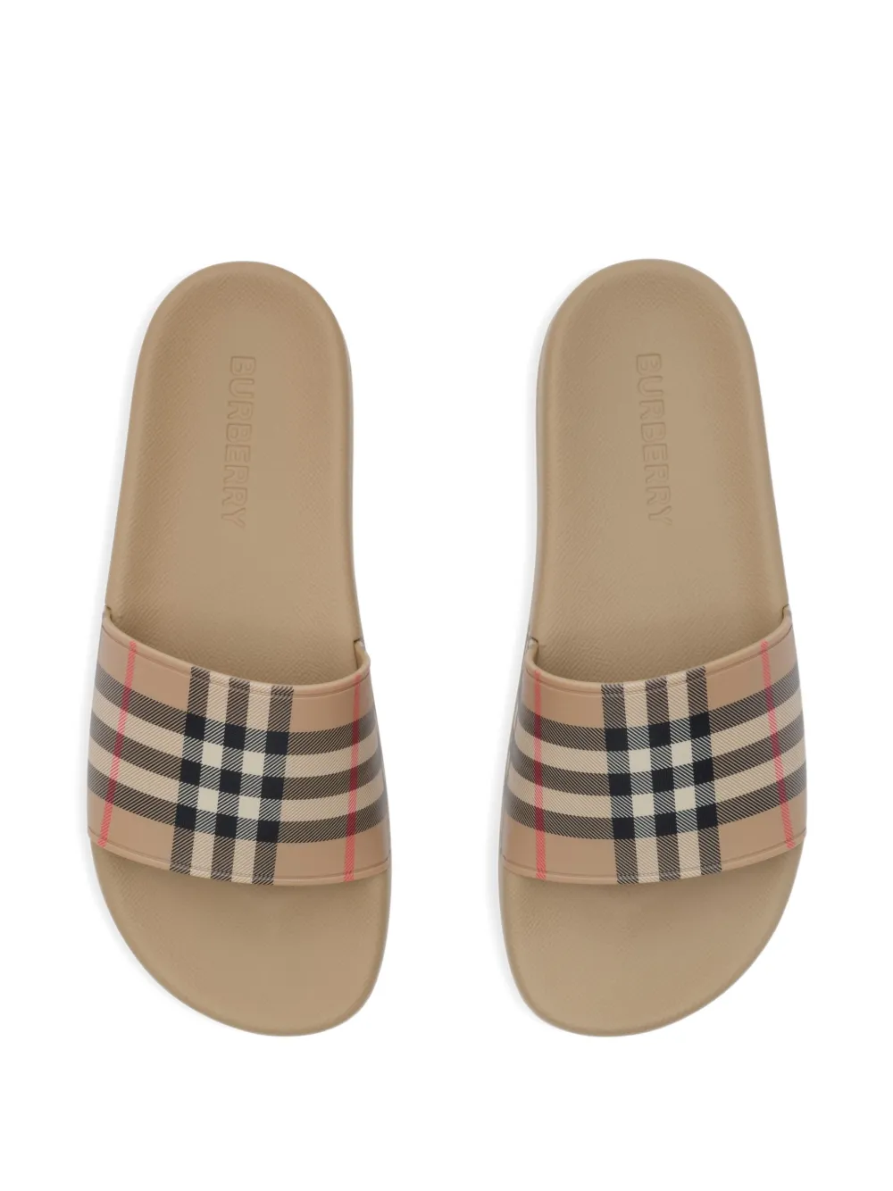 Burberry Geruite slippers met ronde neus Beige