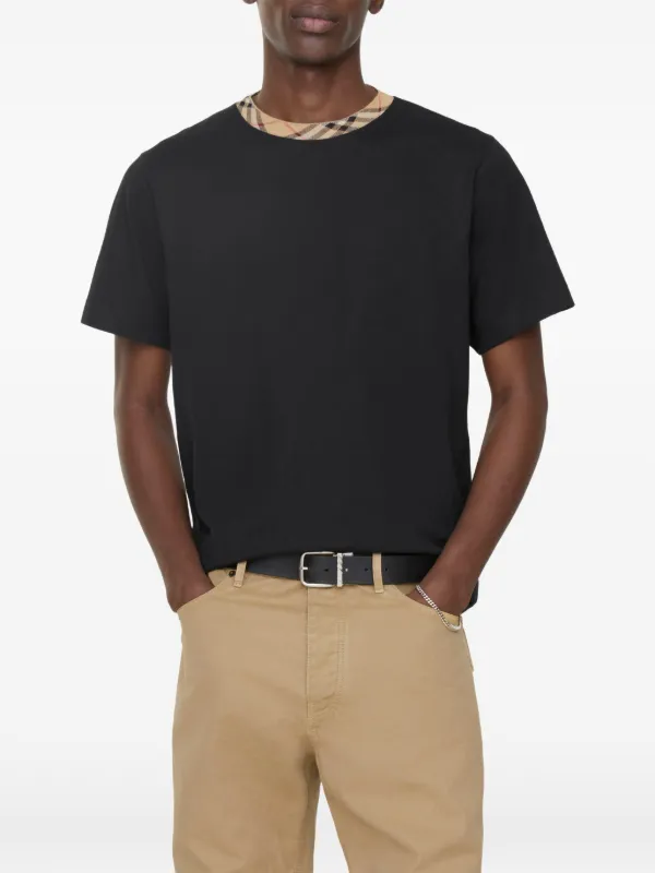 Burberry チェックトリム Tシャツ | ブラック | FARFETCH JP