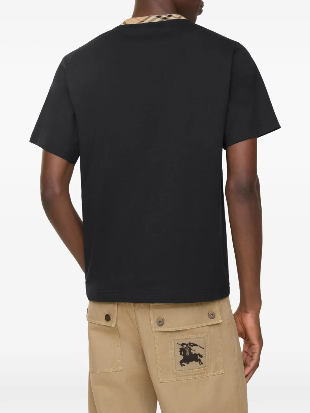 Burberry T-shirt met geruite afwerking Zwart