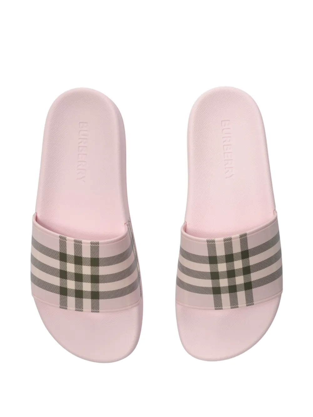 Burberry check slides Roze