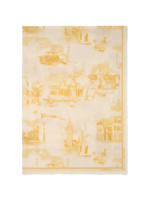 Burberry mascada London Landmarks de seda y lana