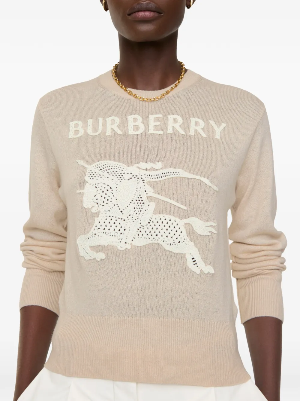  Burberry Ekd Cotton Wool Sweater - Neutrals 