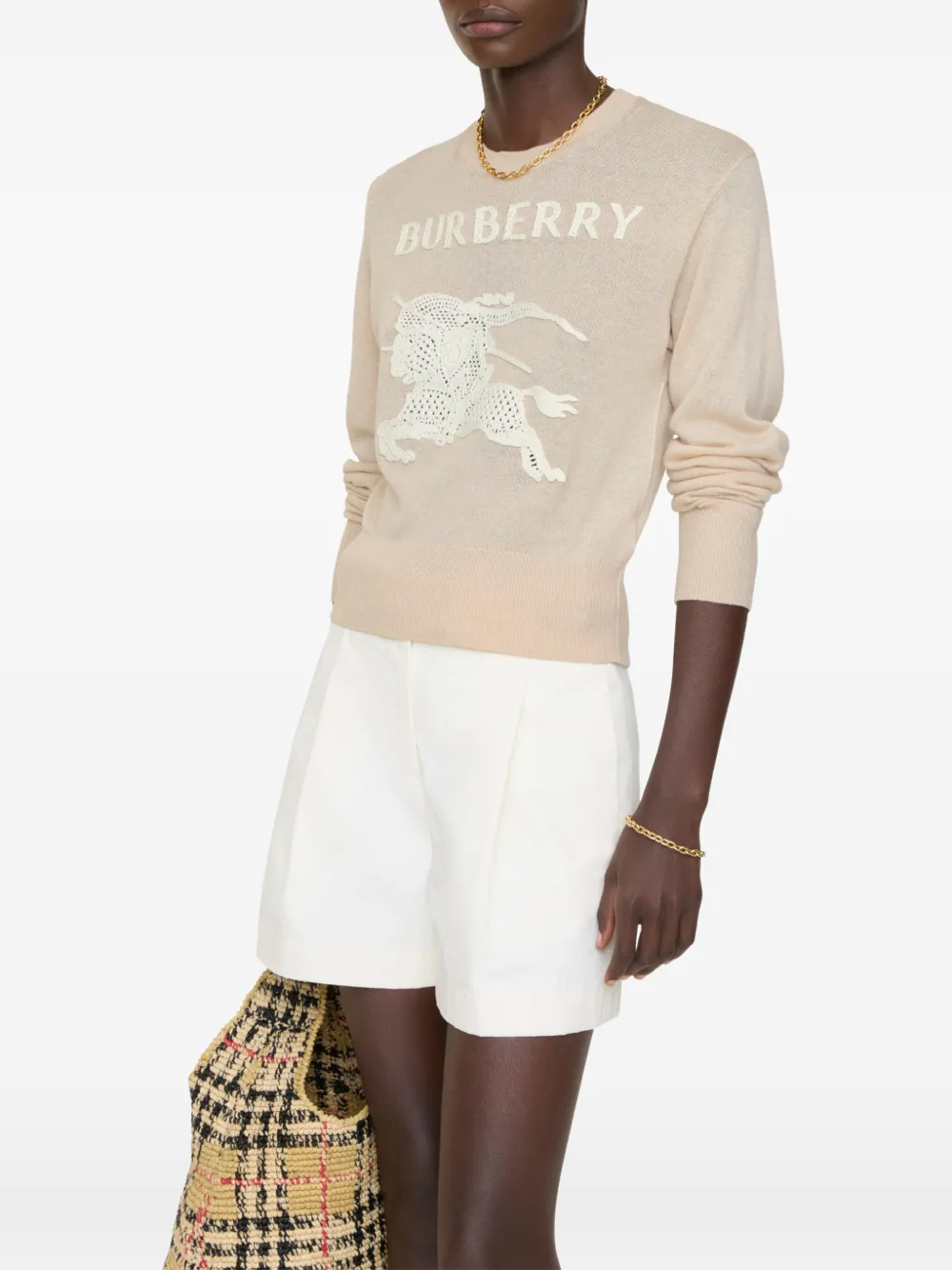  Burberry Ekd Cotton Wool Sweater - Neutrals 