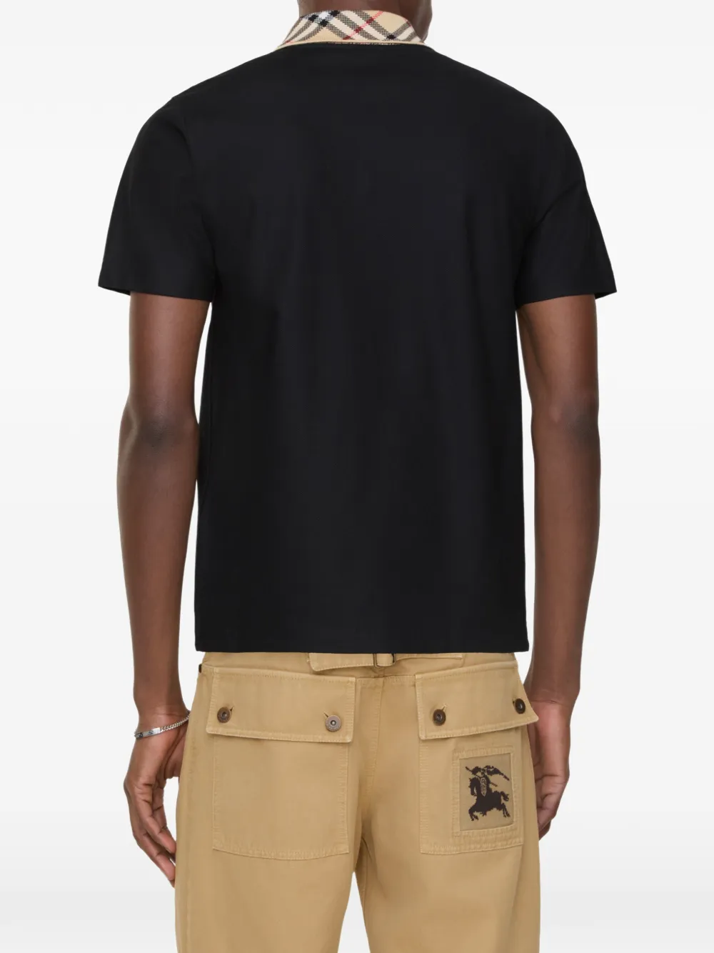 Burberry Katoenen poloshirt met geruite kraag Zwart
