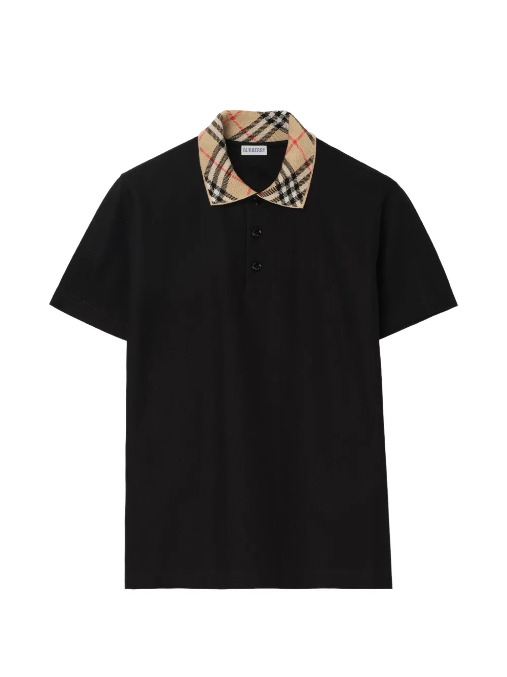 Burberry Check collar cotton polo shirt - Nero