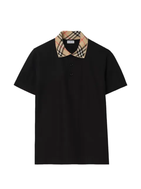 Burberry Check collar cotton polo shirt