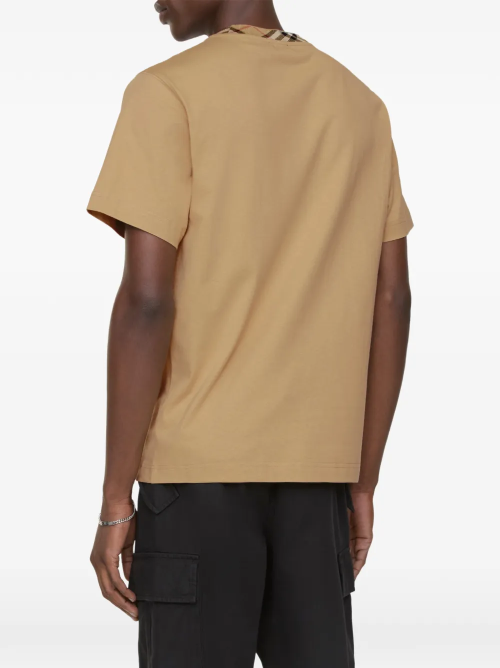 Burberry Katoenen T-shirt met geruite afwerking Beige