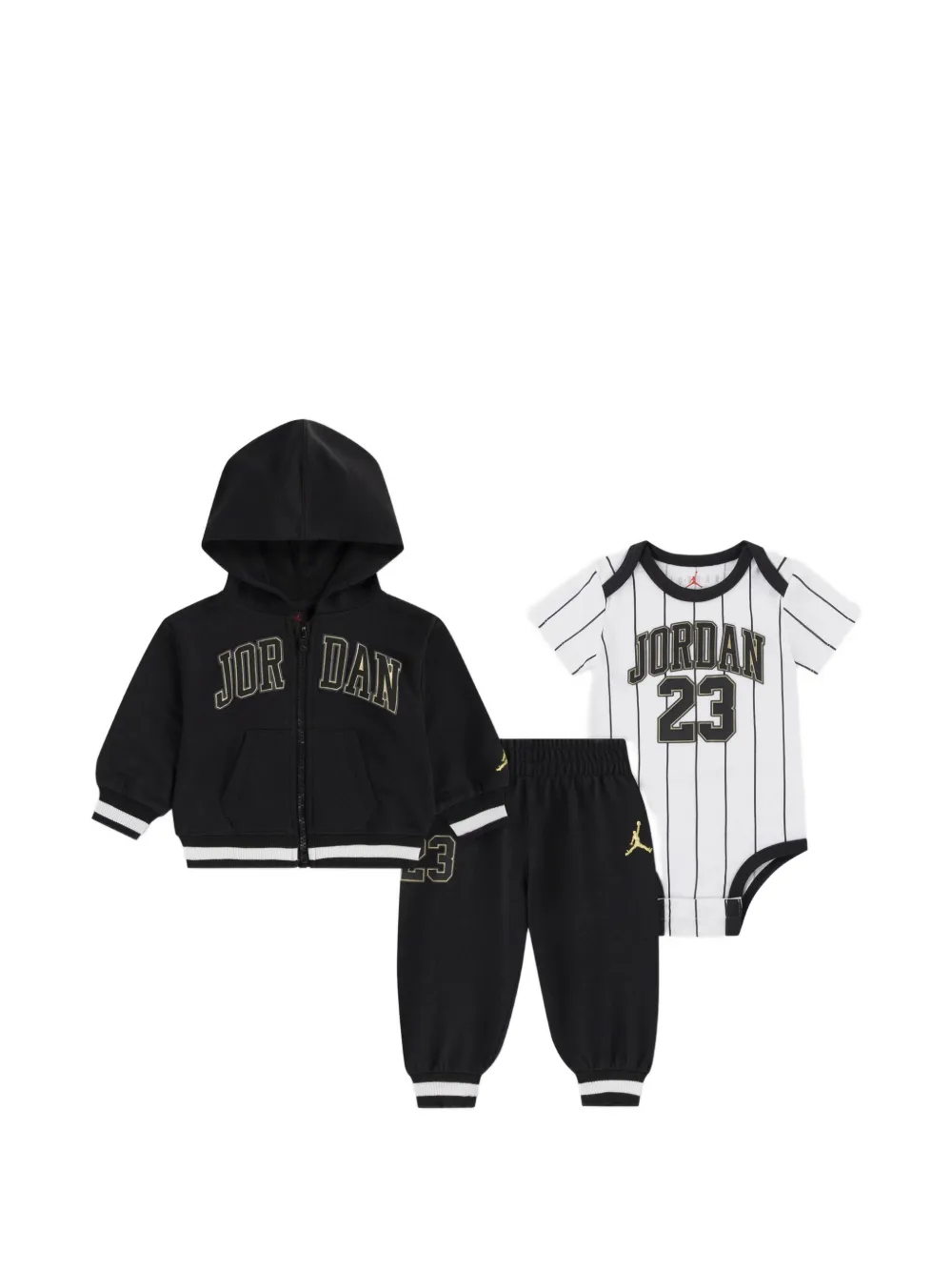Jordan Kids striped hooded tracksuit set - Nero