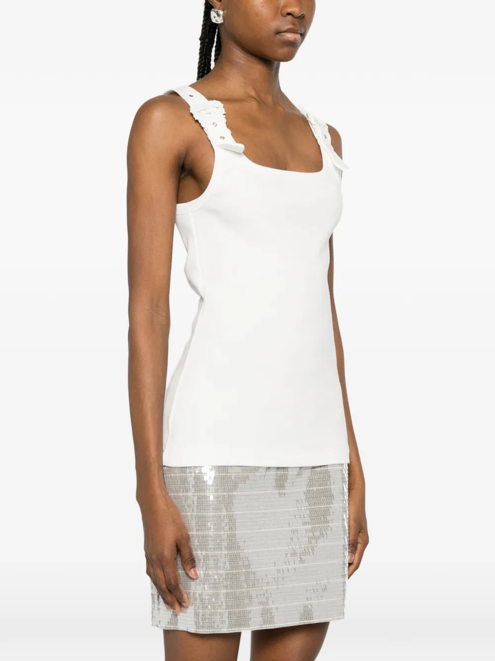  Versace Jeans Couture Buckle-strap Top - White 