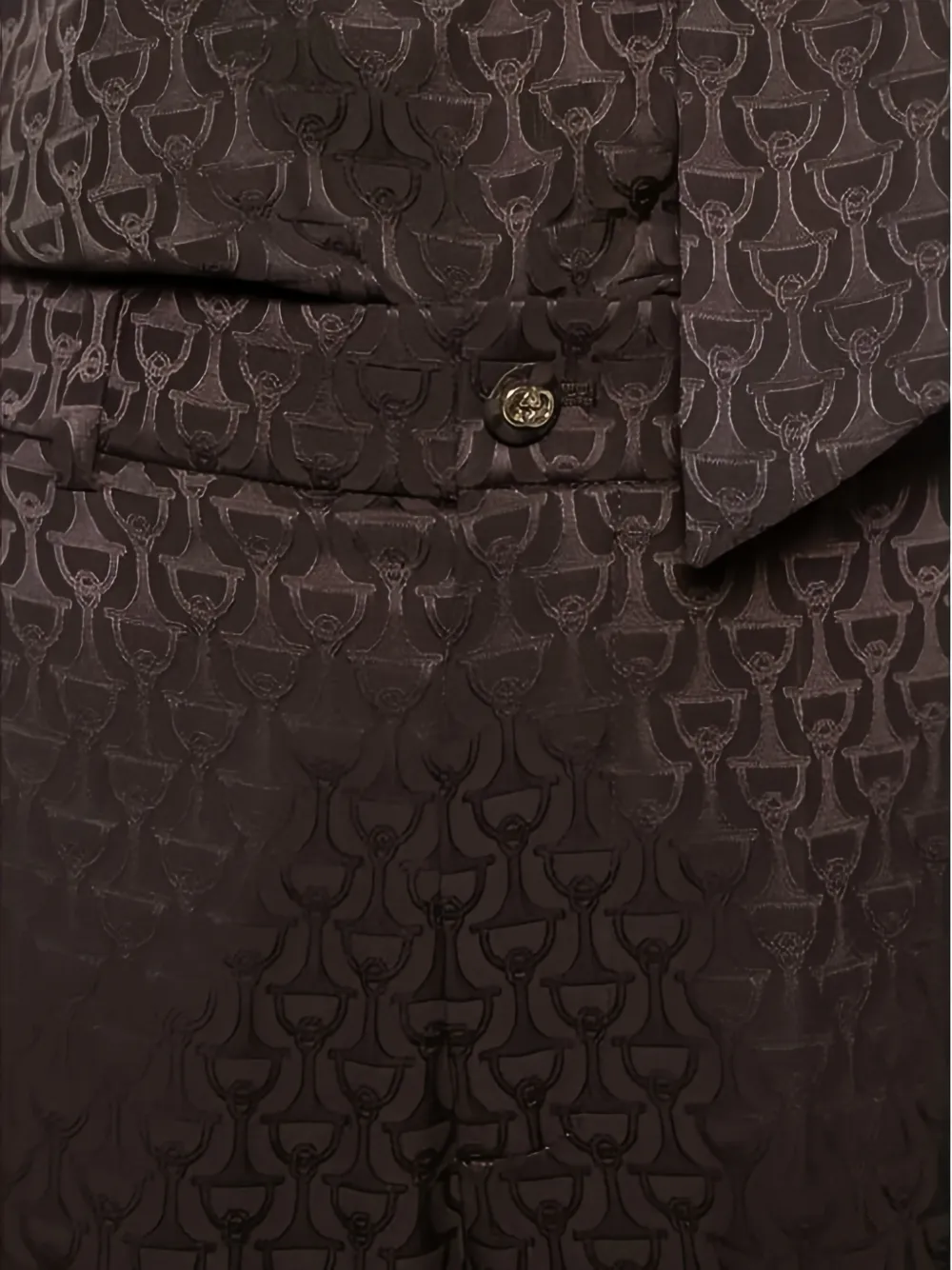  Gucci Horsebit Silk Jacquard Trousers - Brown 