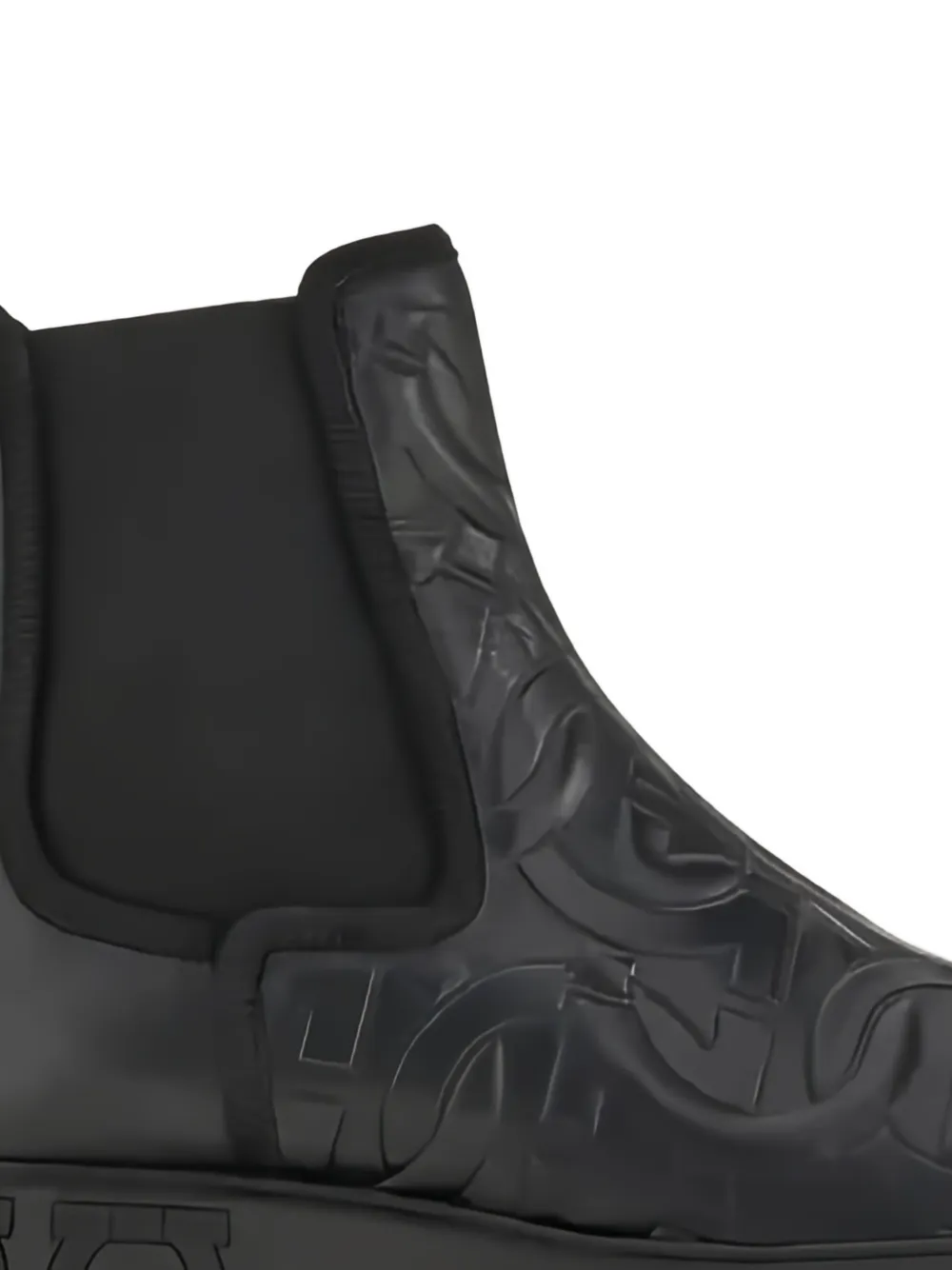 Ferragamo Varsi leren laarzen met reliëf Zwart