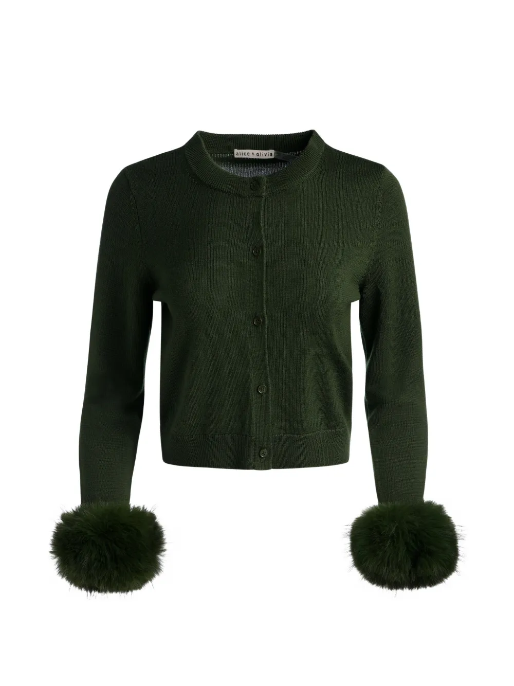 alice + olivia Dollie faux-fur cuff cardigan - Verde
