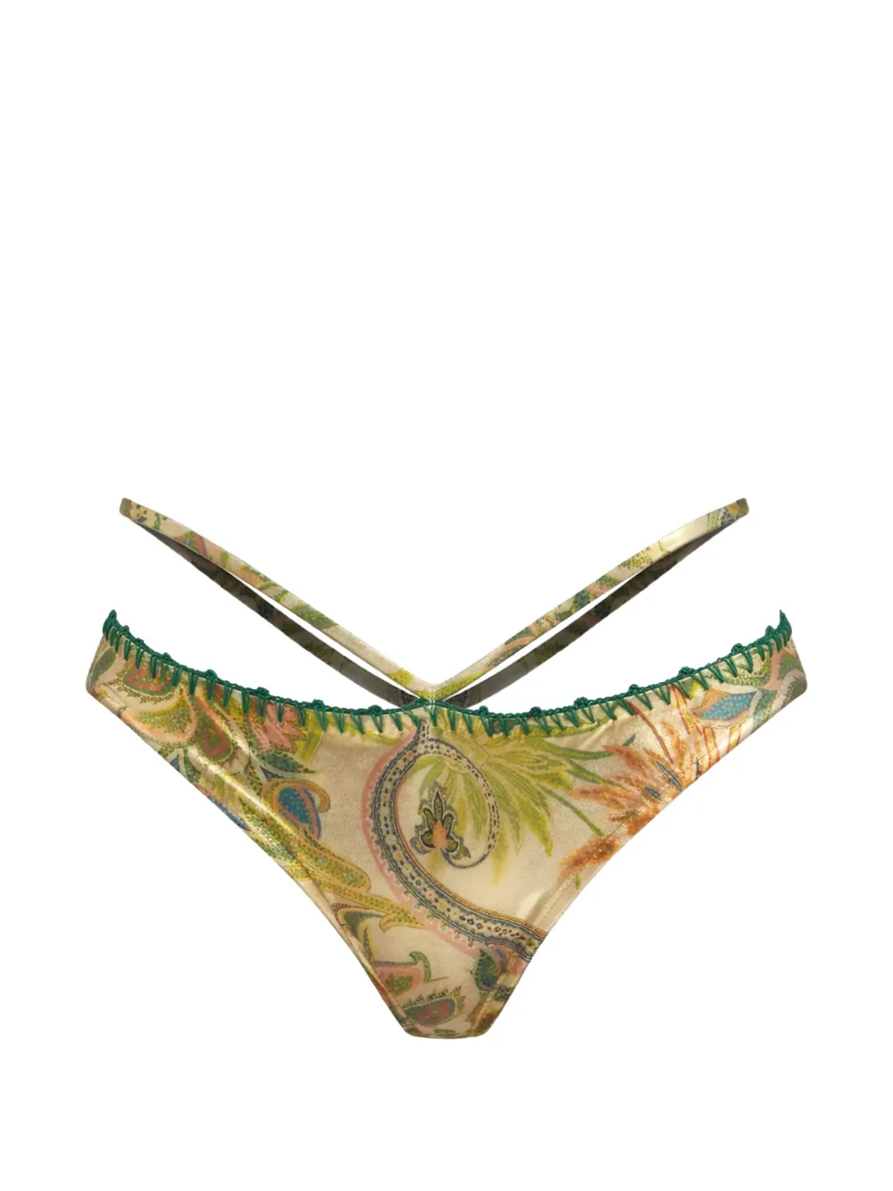 Del Maar Paisley Bikini Bottom In Green