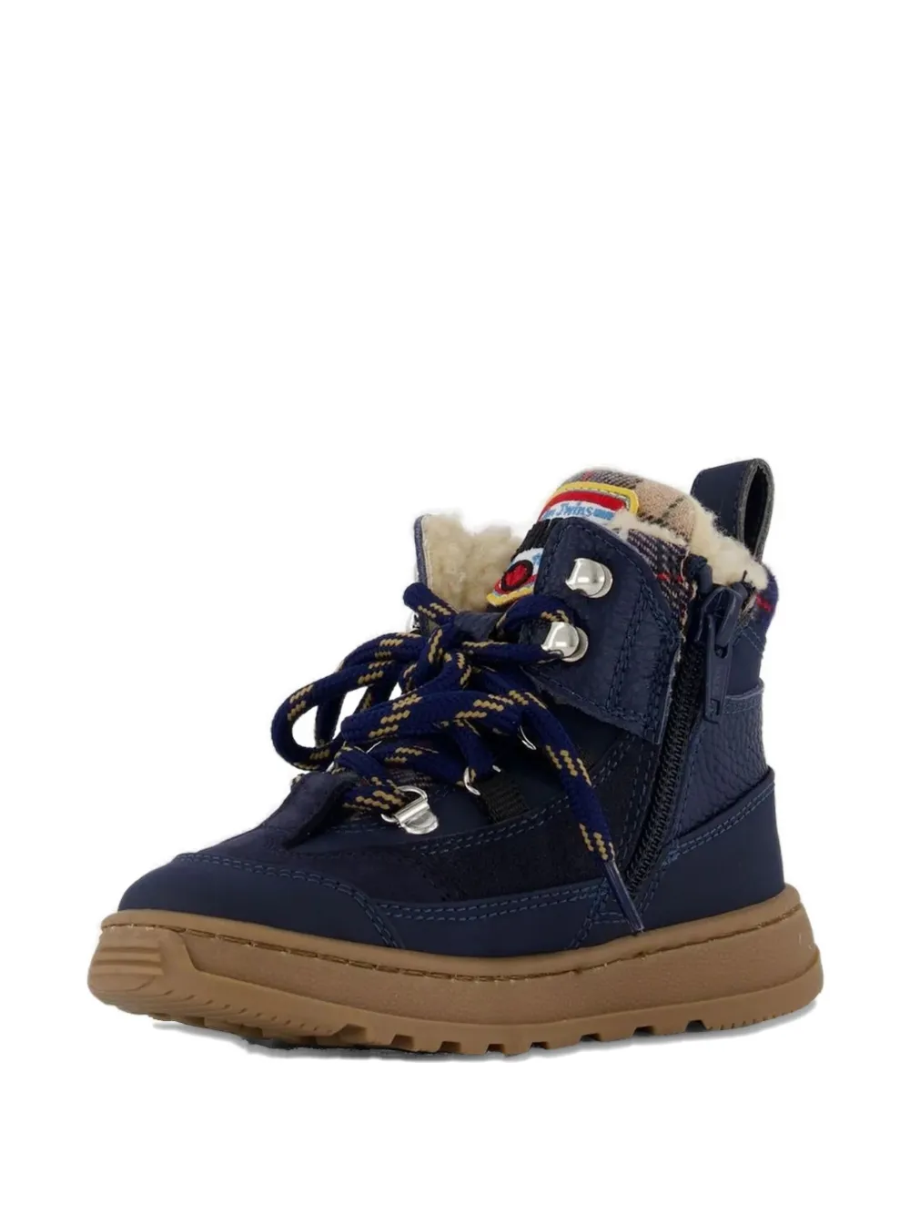 DSQUARED2 KIDS tartan panelled boots - Blu