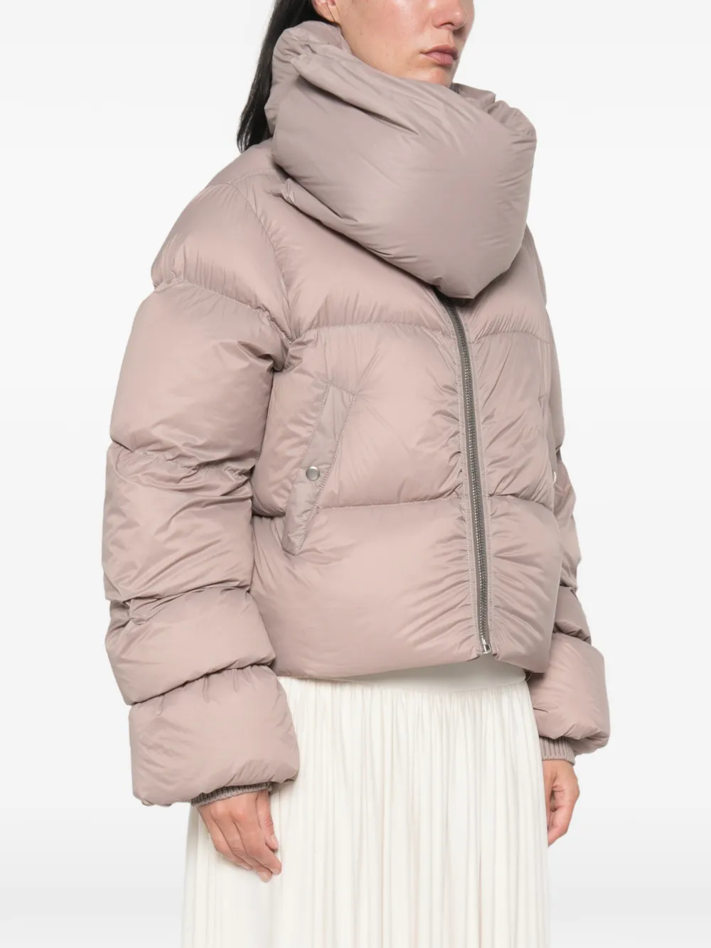Rick Owens Donsjack met trechterhals Roze