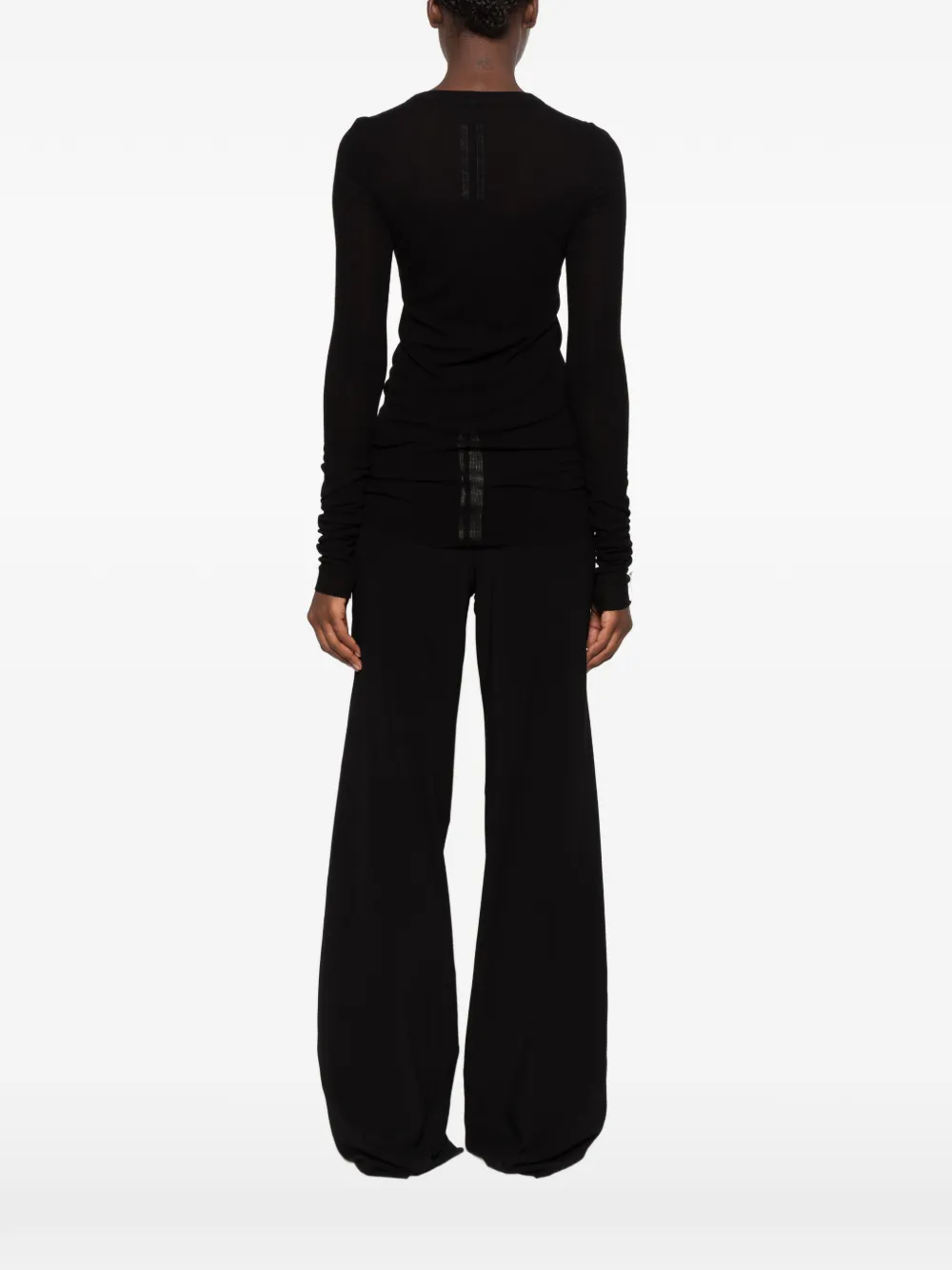 Rick Owens Tower cropped geribbeld T-shirt met lange mouwen Zwart