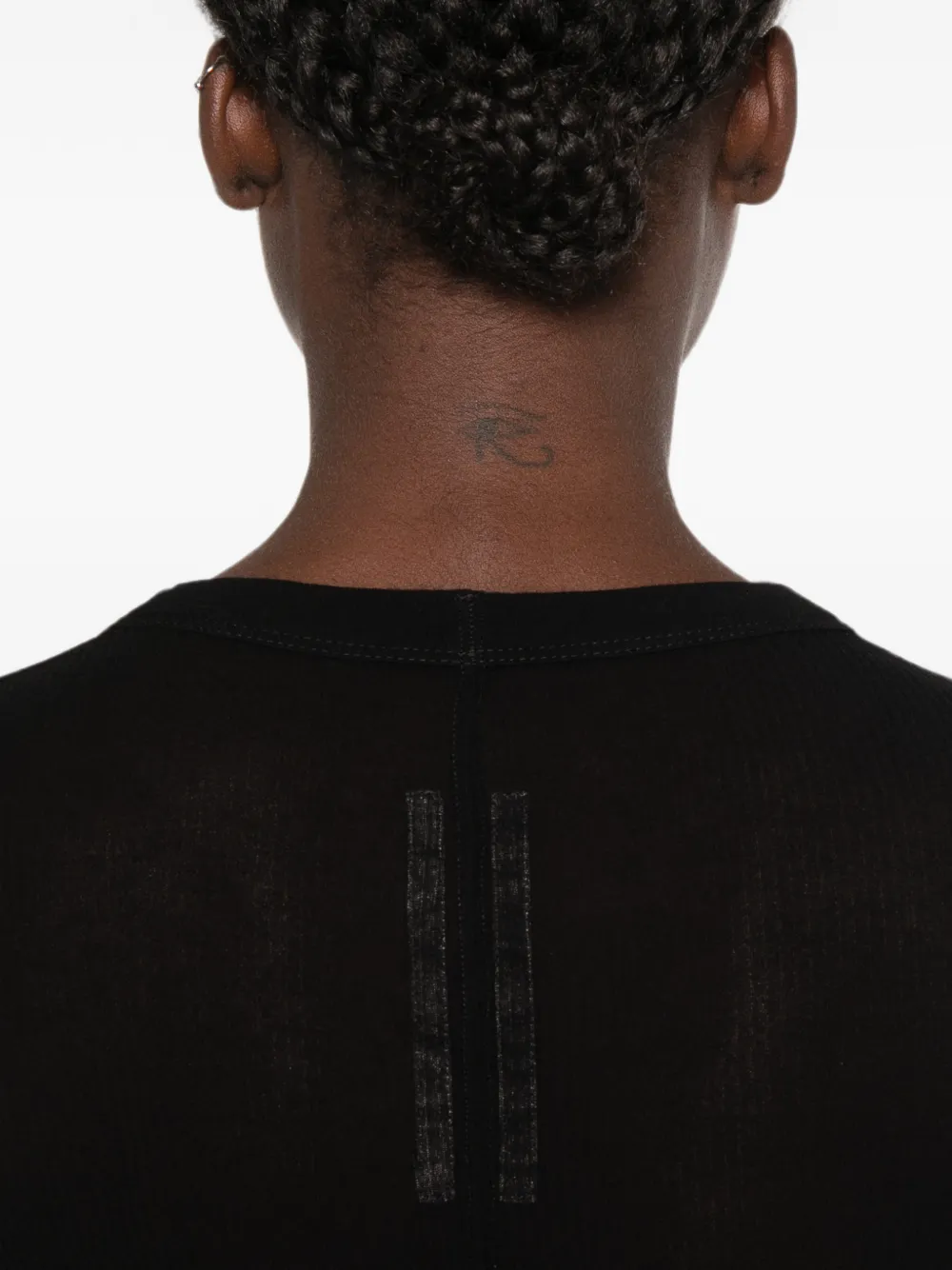 Rick Owens Tower cropped geribbeld T-shirt met lange mouwen Zwart