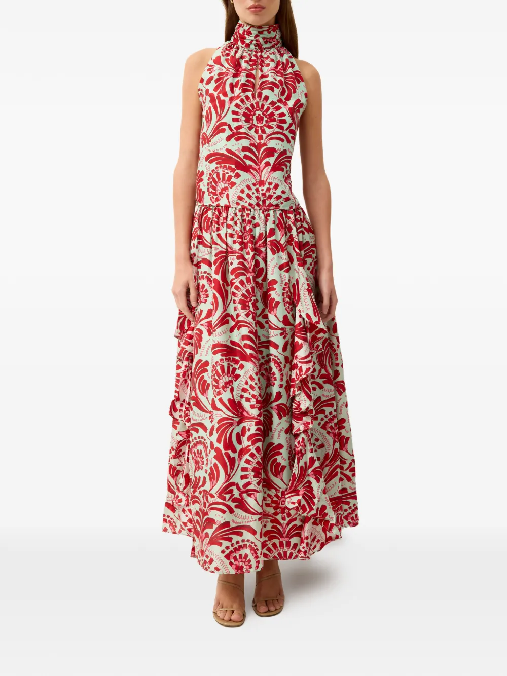  Marie Oliver Oaklen Ruffled Floral Skirt - Red 