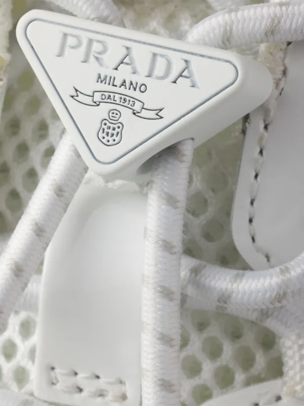 Prada Speedrock Patent Leather And Mesh Fabric Sneakers | White