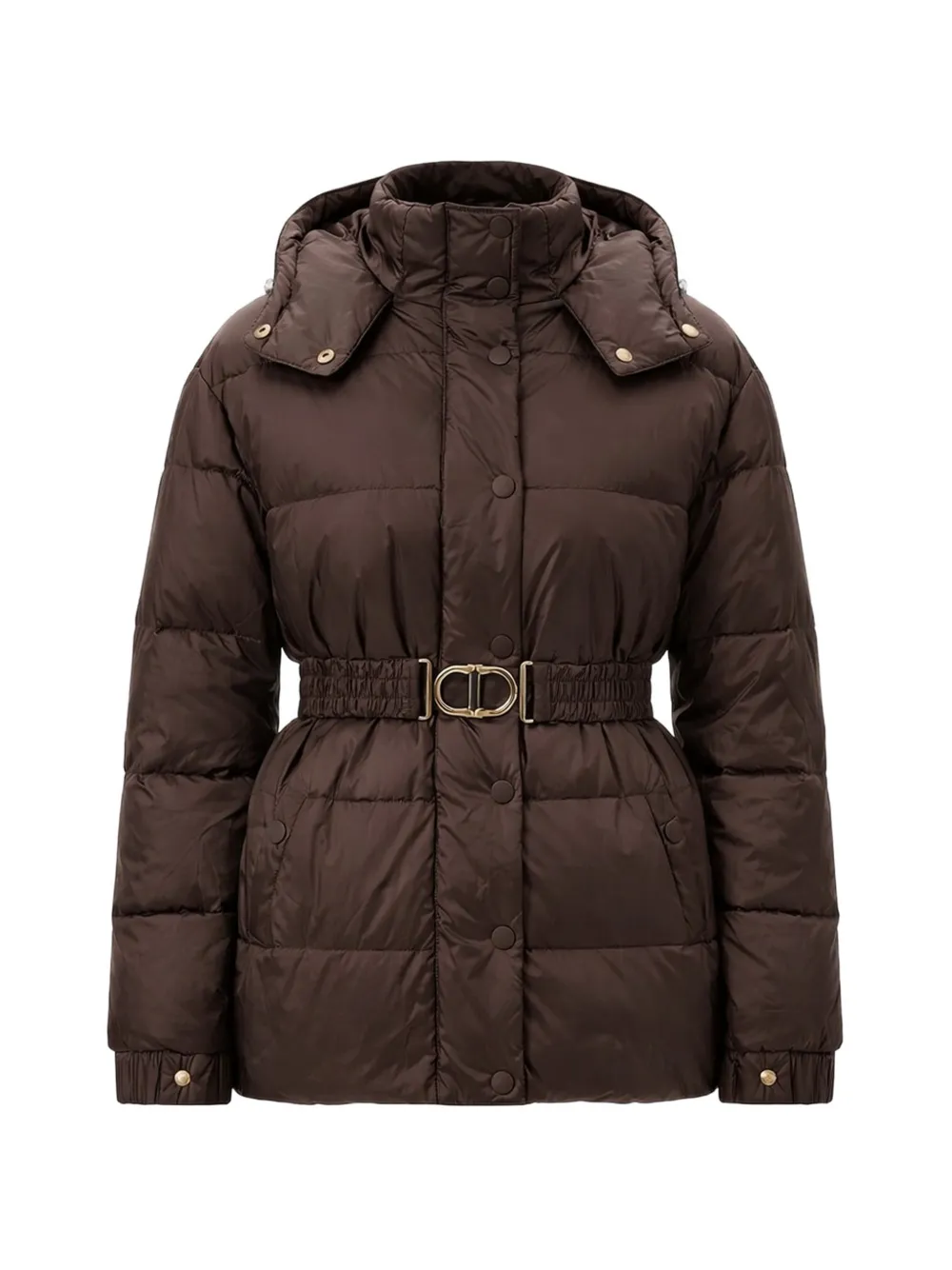 TWINSET belted puffer jacket - Marrone