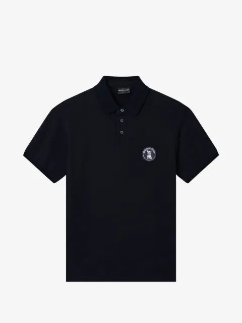 Emporio Armani logo-patch point-collar polo shirt