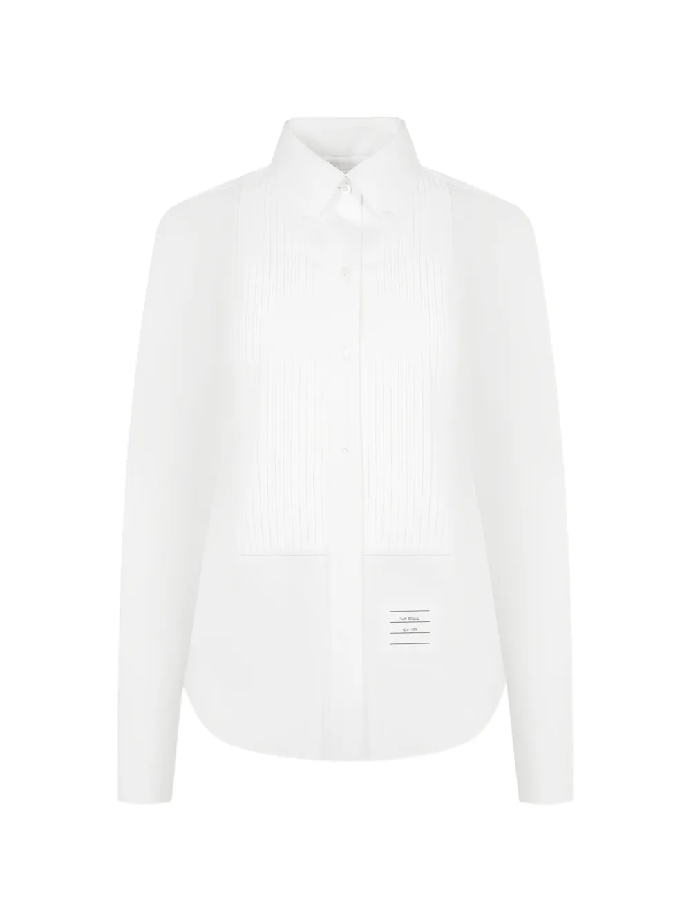 Thom Browne pleated-bib buttoned shirt - White